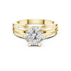 Lab Grown Round Solitaire Diamond Ring with Triple Split Shank in Yellow Gold
