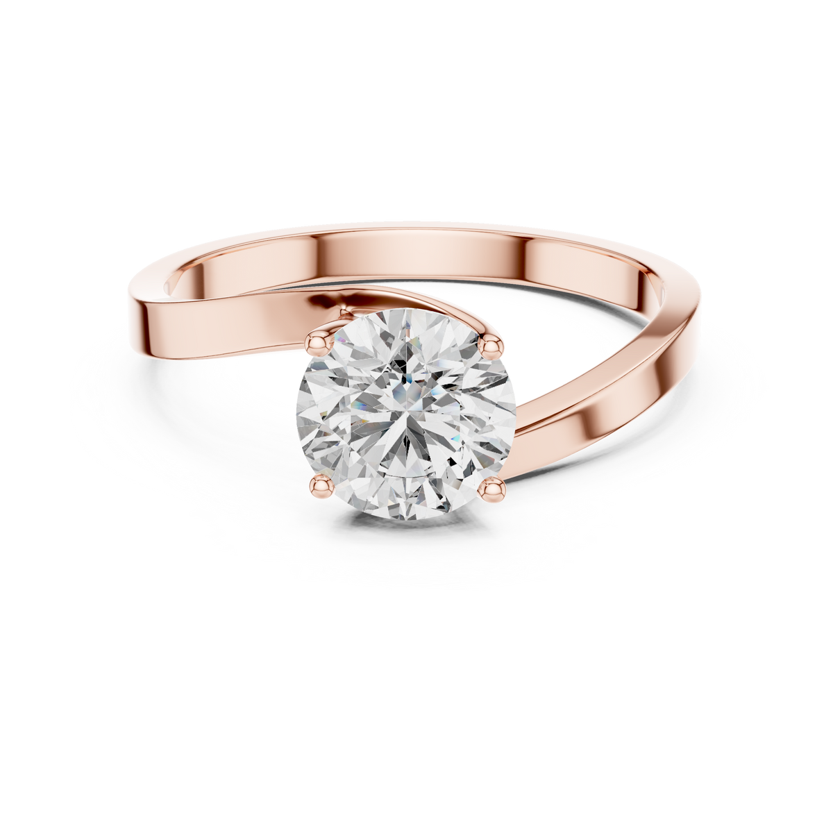 Crossover Solitaire Diamond Engagement Ring