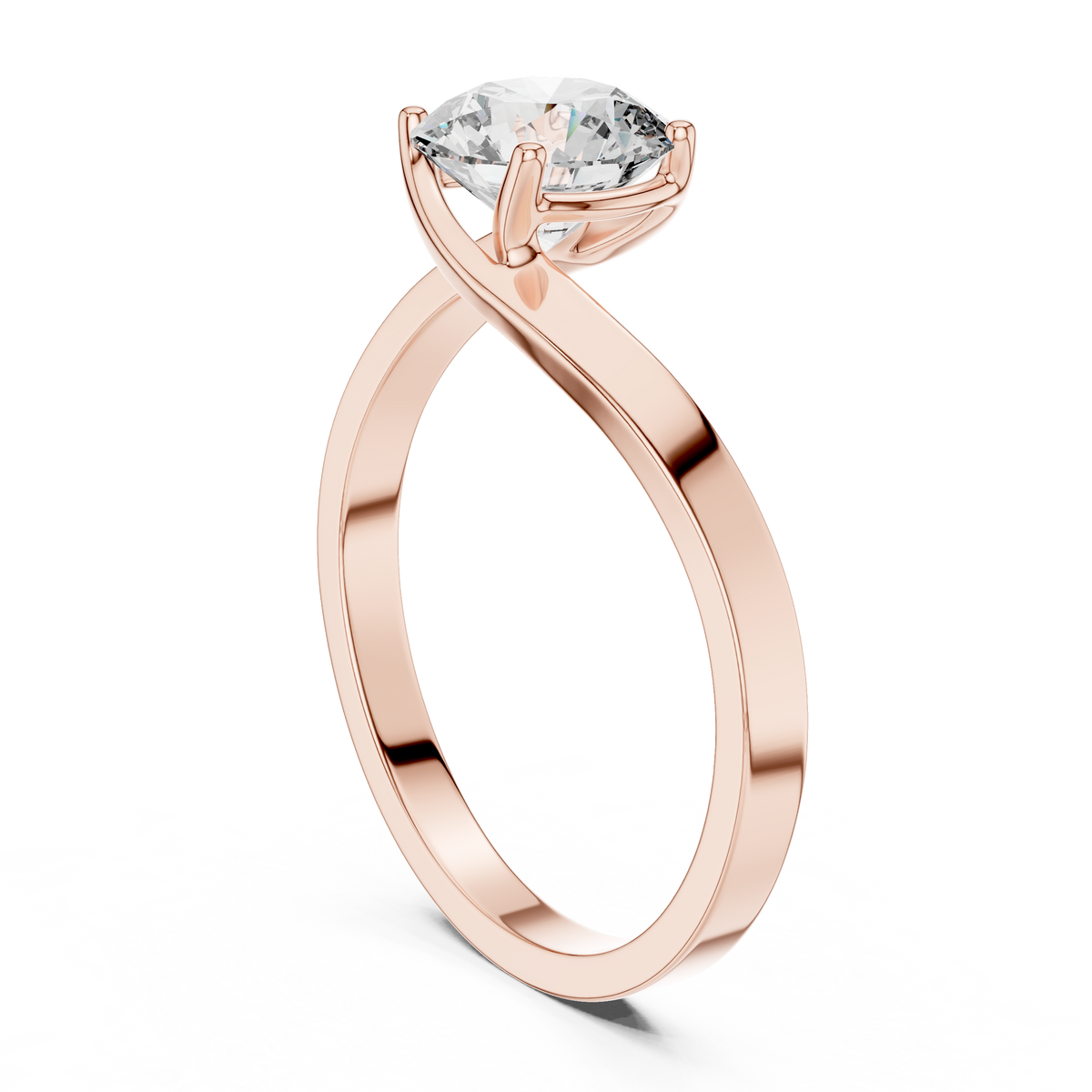 Crossover Solitaire Diamond Engagement Ring