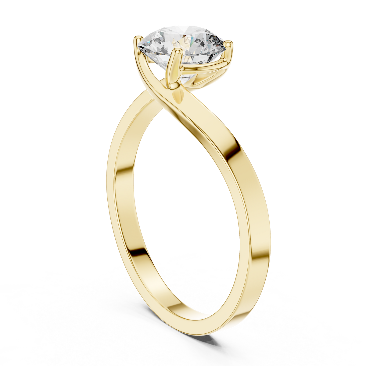 Crossover Solitaire Diamond Engagement Ring