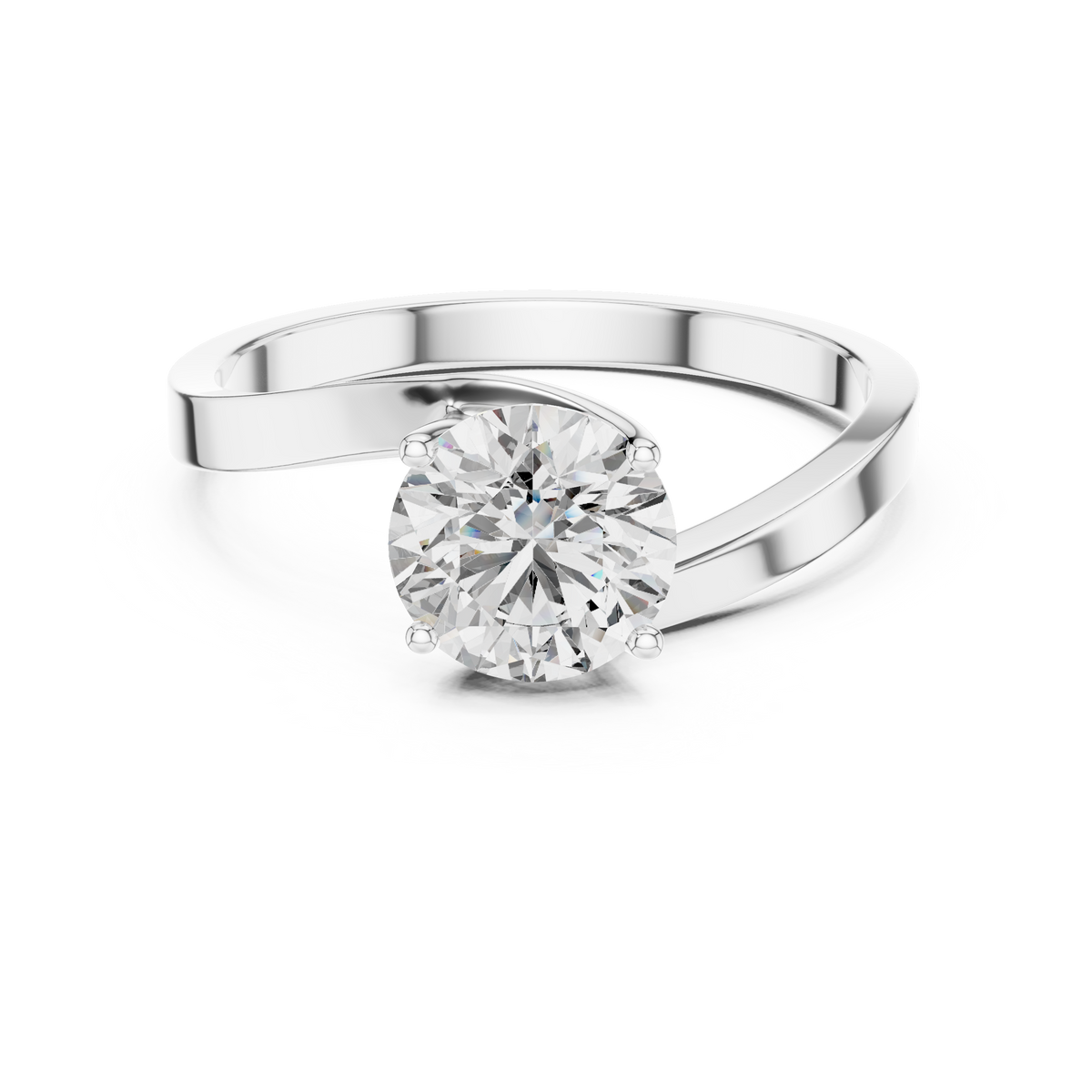 Crossover Solitaire Diamond Engagement Ring