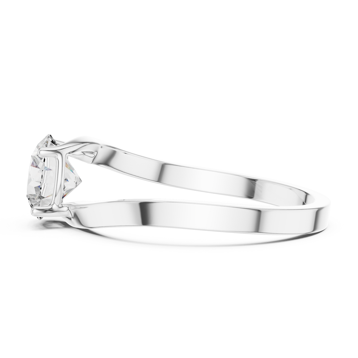 Crossover Solitaire Diamond Engagement Ring