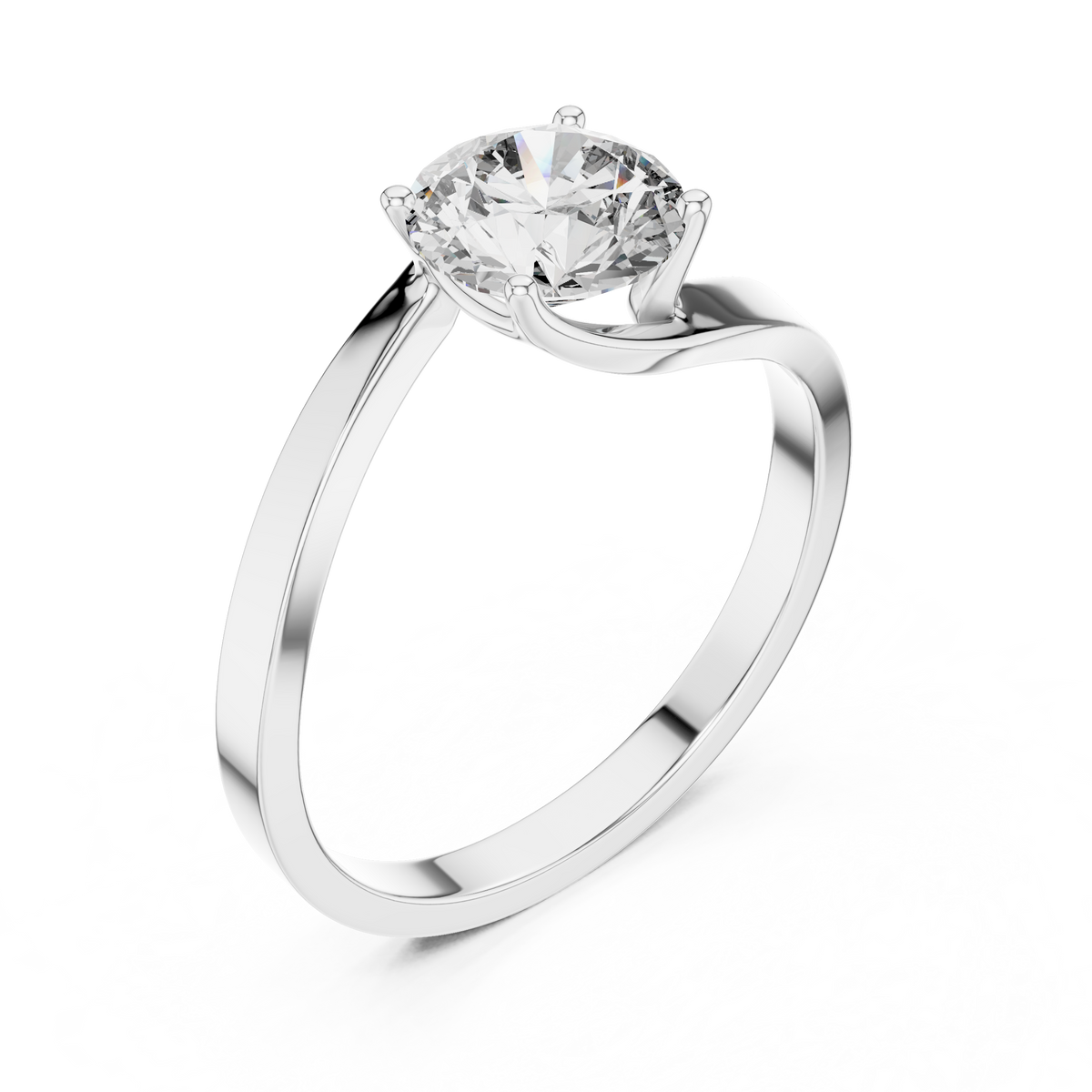 Crossover Solitaire Diamond Engagement Ring