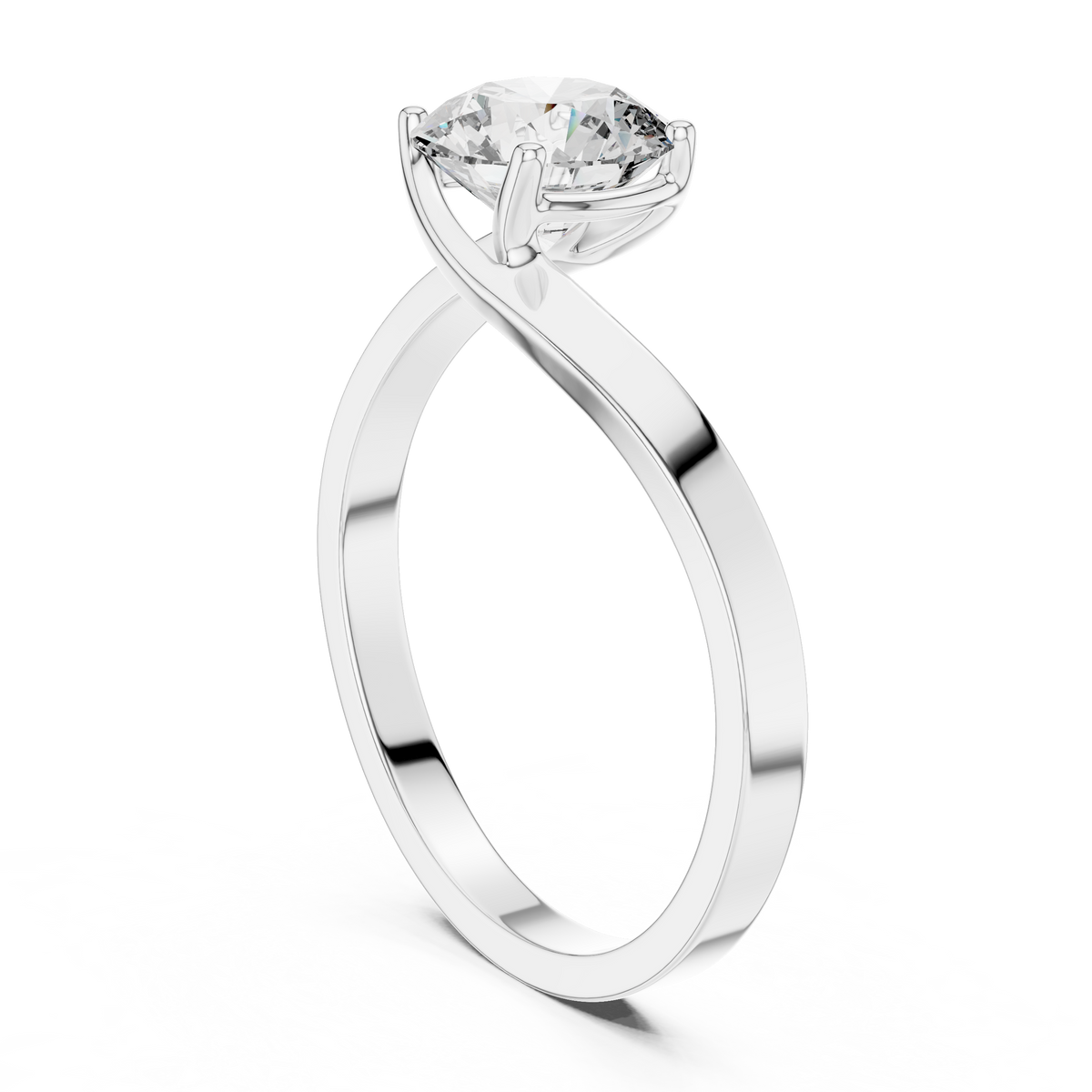 Crossover Solitaire Diamond Engagement Ring