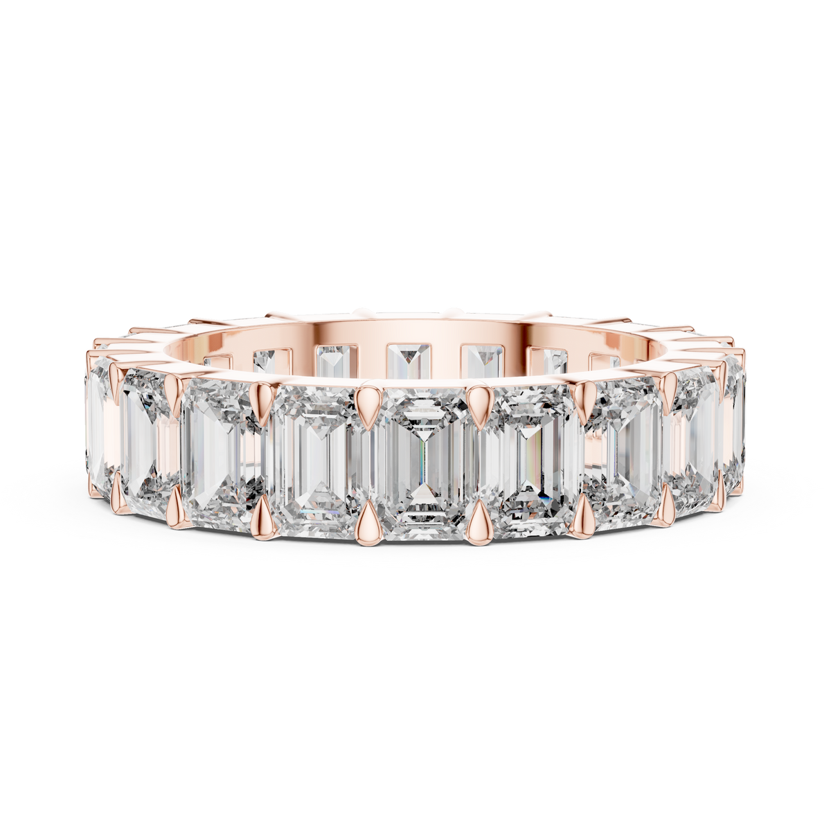 Lab Grown Emerald Cut Diamond Full Eternity Band in Yellow Gold
