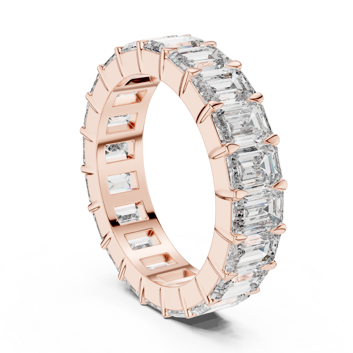 Lab Grown Emerald Cut Diamond Full Eternity Band in Yellow Gold