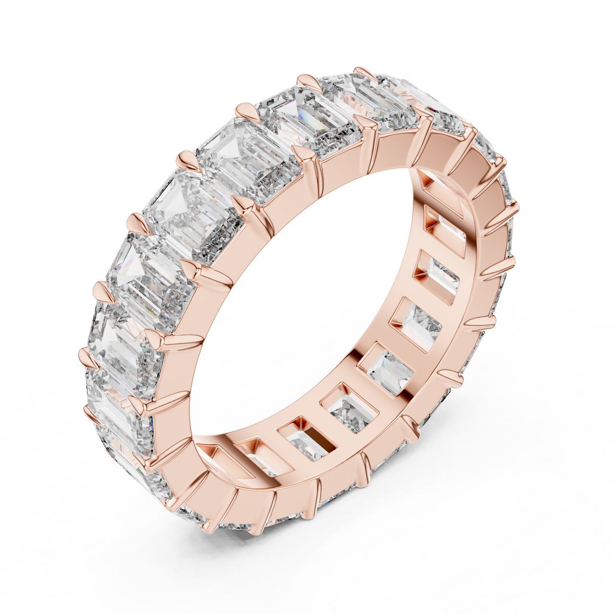 Lab Grown Emerald Cut Diamond Full Eternity Band in Yellow Gold