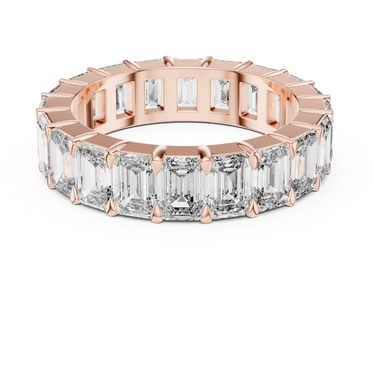 Lab Grown Emerald Cut Diamond Full Eternity Band in Yellow Gold