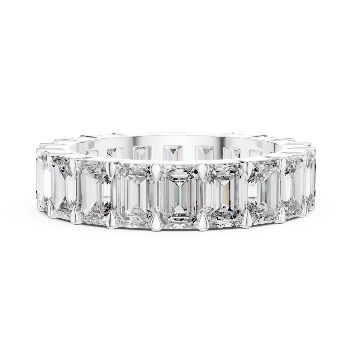 Lab Grown Emerald Cut Diamond Full Eternity Band in Yellow Gold