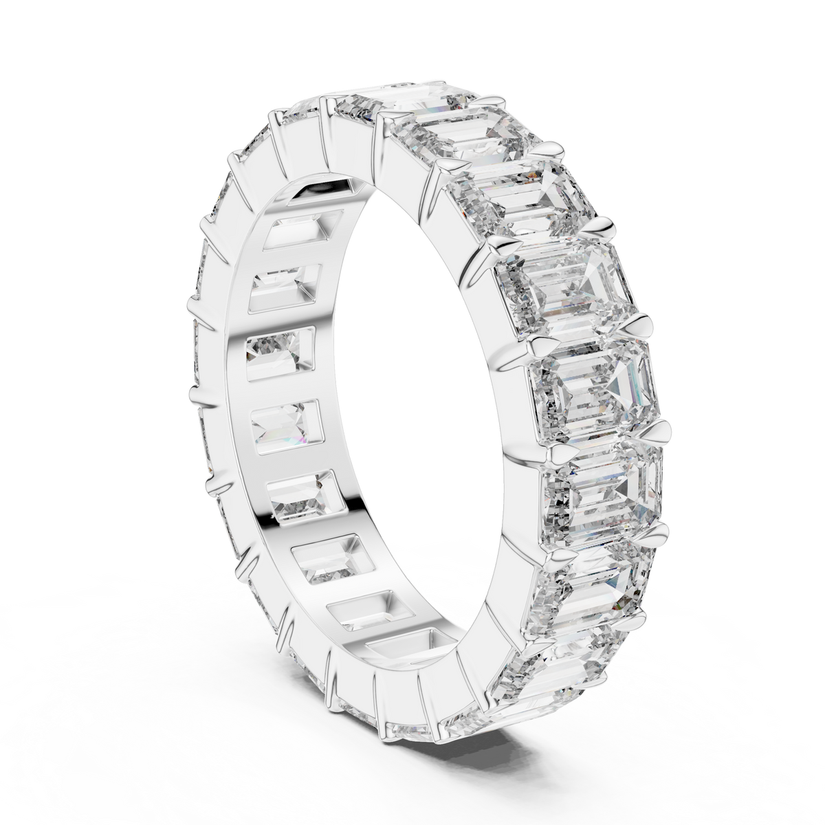 Lab Grown Emerald Cut Diamond Full Eternity Band in Yellow Gold