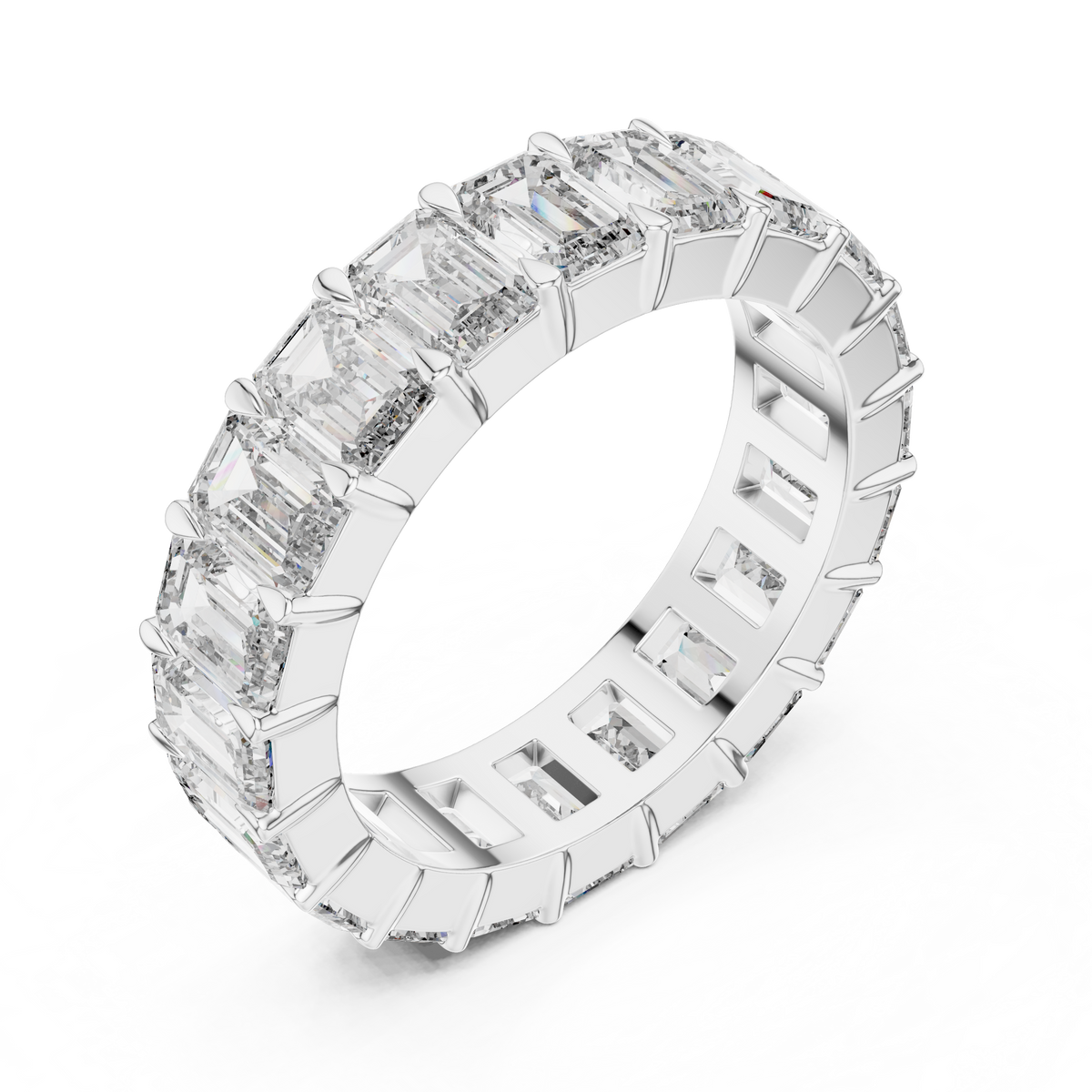 Lab Grown Emerald Cut Diamond Full Eternity Band in Yellow Gold