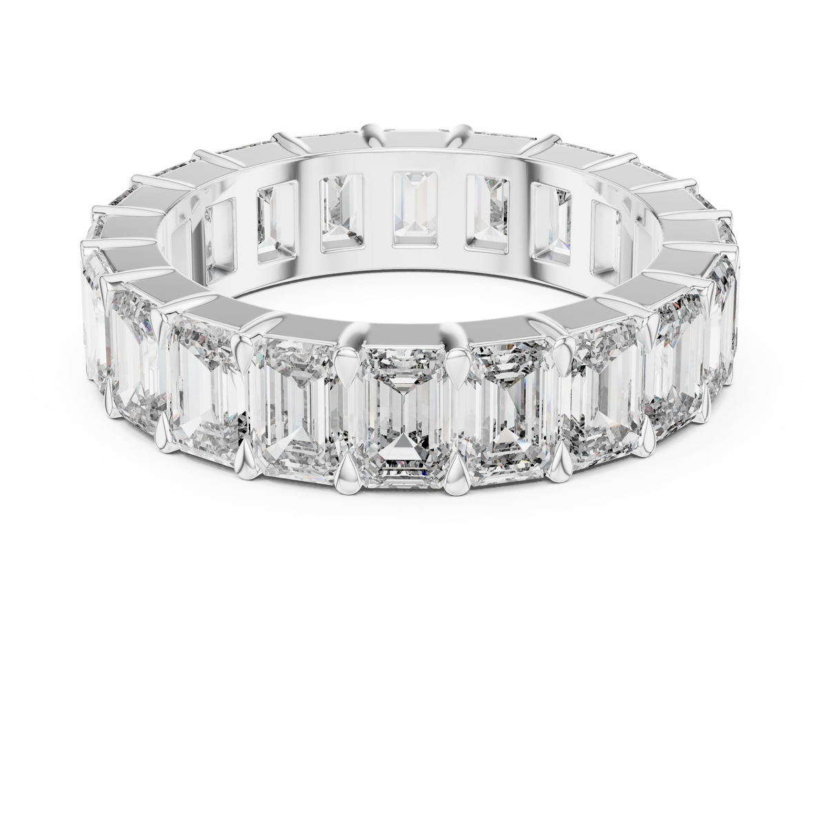 Lab Grown Emerald Cut Diamond Full Eternity Band in Yellow Gold