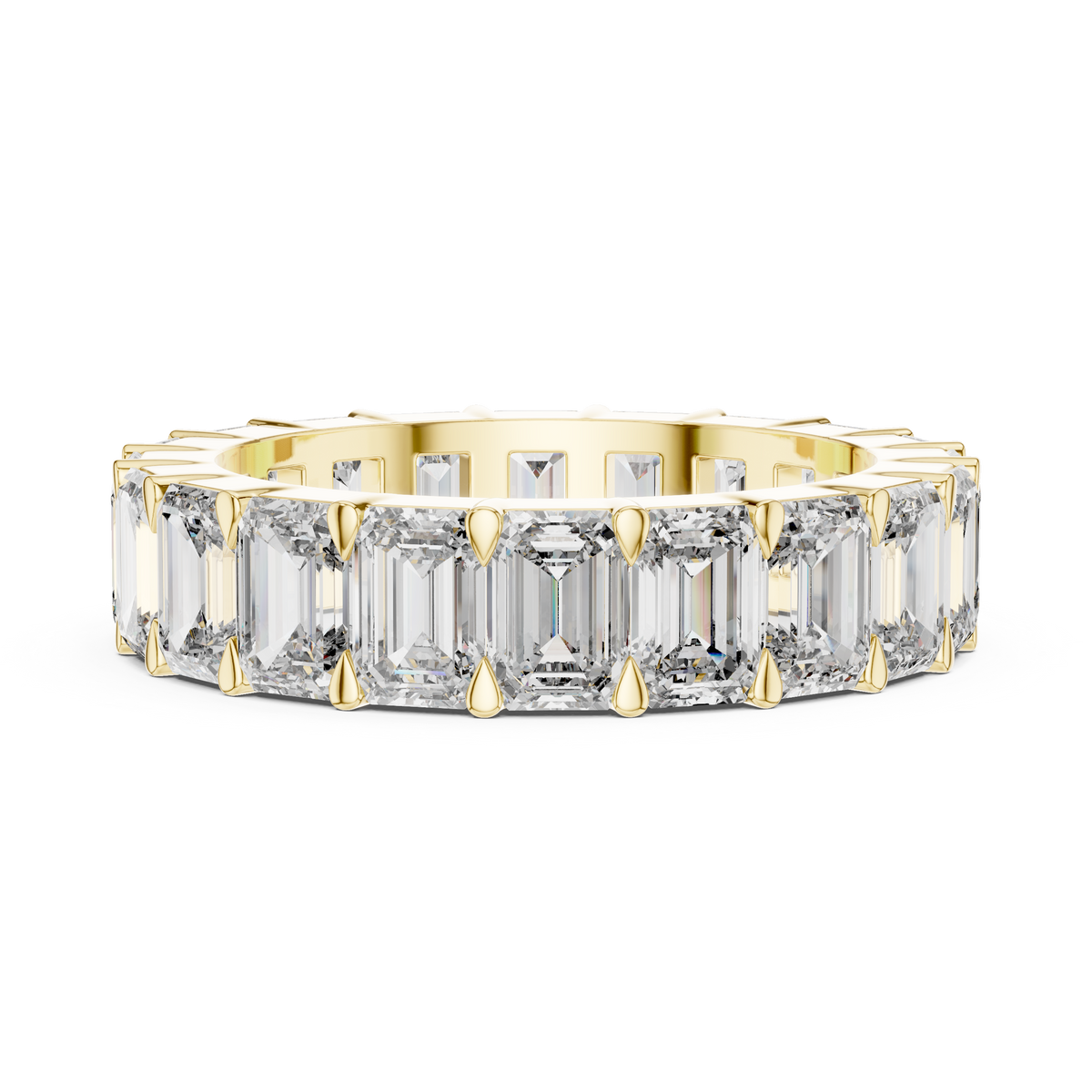 Lab Grown Emerald Cut Diamond Full Eternity Band in Yellow Gold