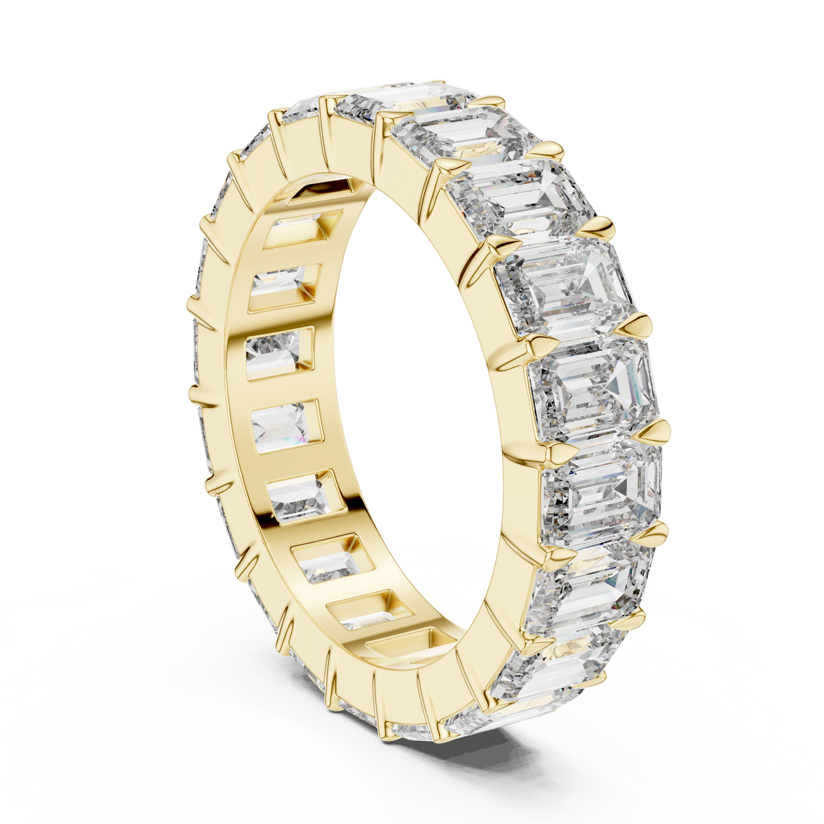 Lab Grown Emerald Cut Diamond Full Eternity Band in Yellow Gold