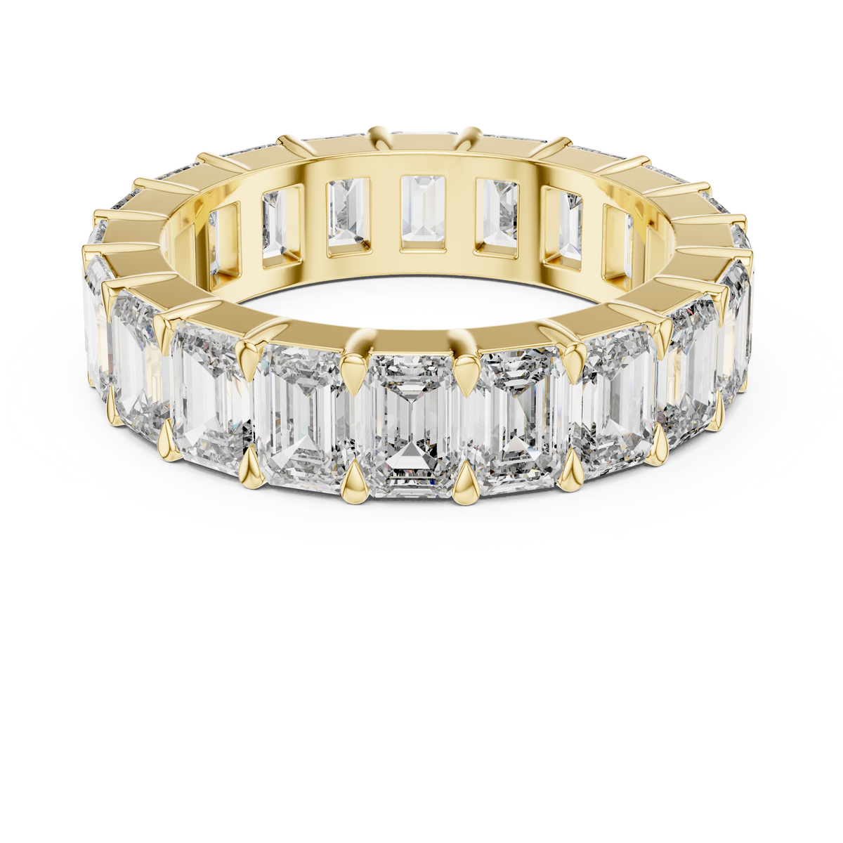 Lab Grown Emerald Cut Diamond Full Eternity Band in Yellow Gold
