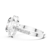 Lab Grown Oval Cut Halo Diamond Ring with Pavé Band in Yellow Gold