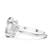 Lab Grown Oval Three Stone Diamond Ring with Pear Side Stones in Yellow Gold