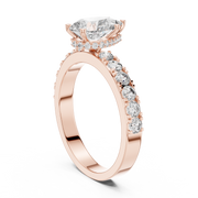 Lab Grown Pear Cut Diamond Ring with Hidden Halo & Pave Band in Yellow Gold