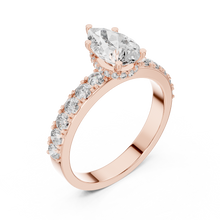 Lab Grown Pear Cut Diamond Ring with Hidden Halo & Pave Band in Yellow Gold