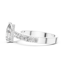 Lab Grown Pear Cut Diamond Ring with Hidden Halo & Pave Band in Yellow Gold