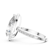 Lab Grown Pear Cut Halo Diamond Ring with Pavé Band in Yellow Gold