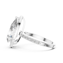 Lab Grown Pear Cut Halo Diamond Ring with Pavé Band in Yellow Gold