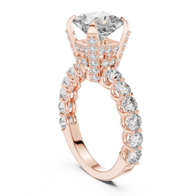 Lab Grown Princess Cut Diamond Ring with Hidden Halo & Accent Band in Yellow Gold