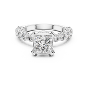 Lab Grown Princess Cut Diamond Ring with Hidden Halo & Accent Band in Yellow Gold