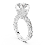 Lab Grown Princess Cut Diamond Ring with Hidden Halo & Accent Band in Yellow Gold