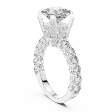 Lab Grown Princess Cut Diamond Ring with Hidden Halo & Accent Band in Yellow Gold