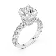 Lab Grown Princess Cut Diamond Ring with Hidden Halo & Accent Band in Yellow Gold