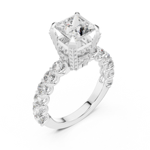 Lab Grown Princess Cut Diamond Ring with Hidden Halo & Accent Band in Yellow Gold
