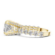 Lab Grown Princess Cut Diamond Ring with Hidden Halo & Accent Band in Yellow Gold