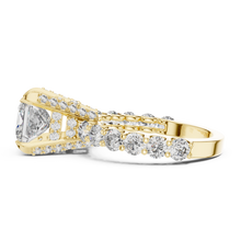 Lab Grown Princess Cut Diamond Ring with Hidden Halo & Accent Band in Yellow Gold