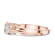 Lab Grown Princess Cut Three Stone Diamond Ring with Heart Side Stones in Yellow Gold