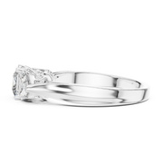 Lab Grown Princess Cut Three Stone Diamond Ring with Heart Side Stones in Yellow Gold