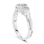 Lab Grown Princess Cut Three Stone Diamond Ring with Heart Side Stones in Yellow Gold