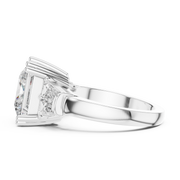 Lab Grown Princess Cut Three Stone Diamond Ring with Tapered Baguette Sides in Yellow Gold