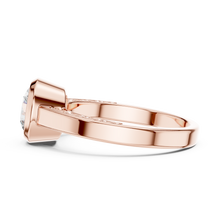 Lab Grown Round Bezel Set Diamond Ring with Scroll Detail in Yellow Gold