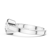 Lab Grown Round Bezel Set Diamond Ring with Scroll Detail in Yellow Gold