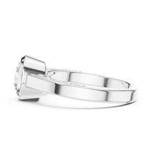 Lab Grown Round Bezel Set Diamond Ring with Scroll Detail in Yellow Gold