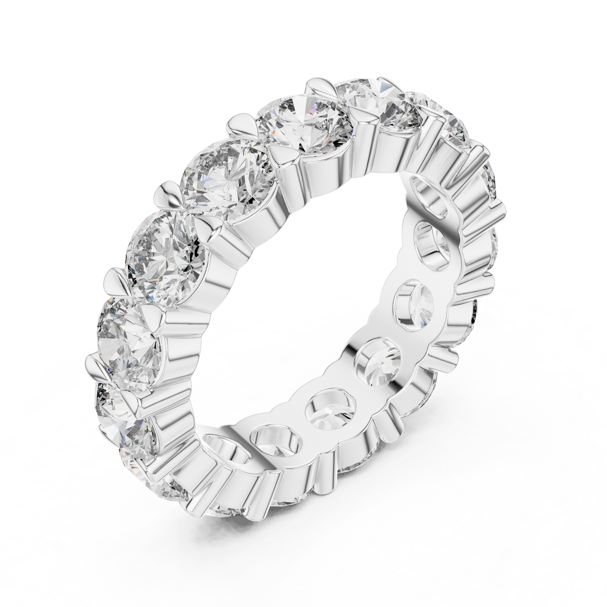 Lab Grown Round Diamond Full Eternity Band in Yellow Gold