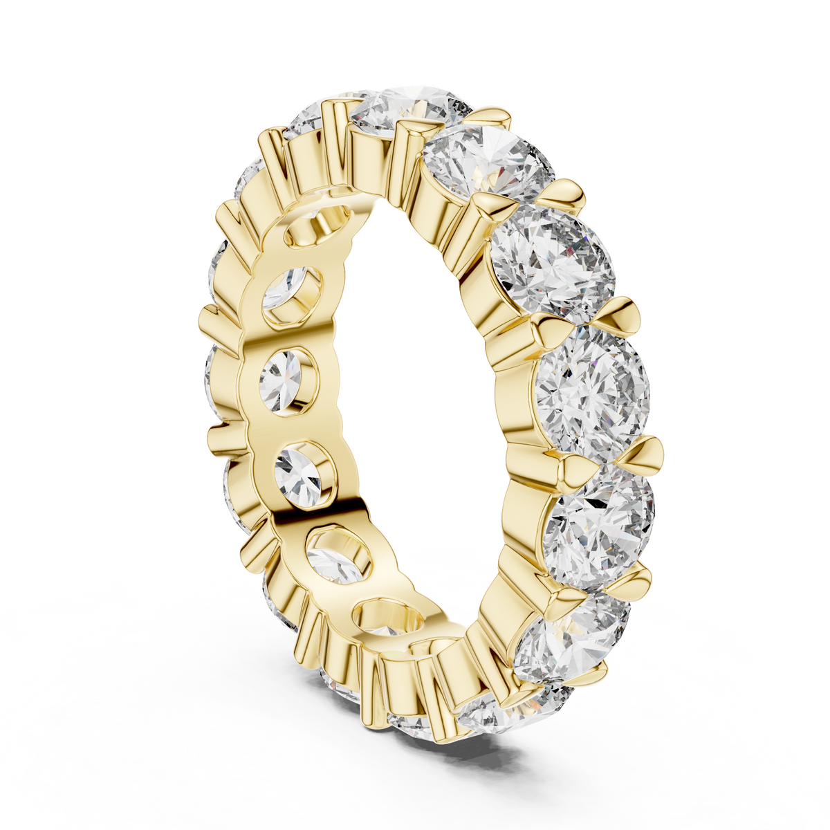 Lab Grown Round Diamond Full Eternity Band in Yellow Gold