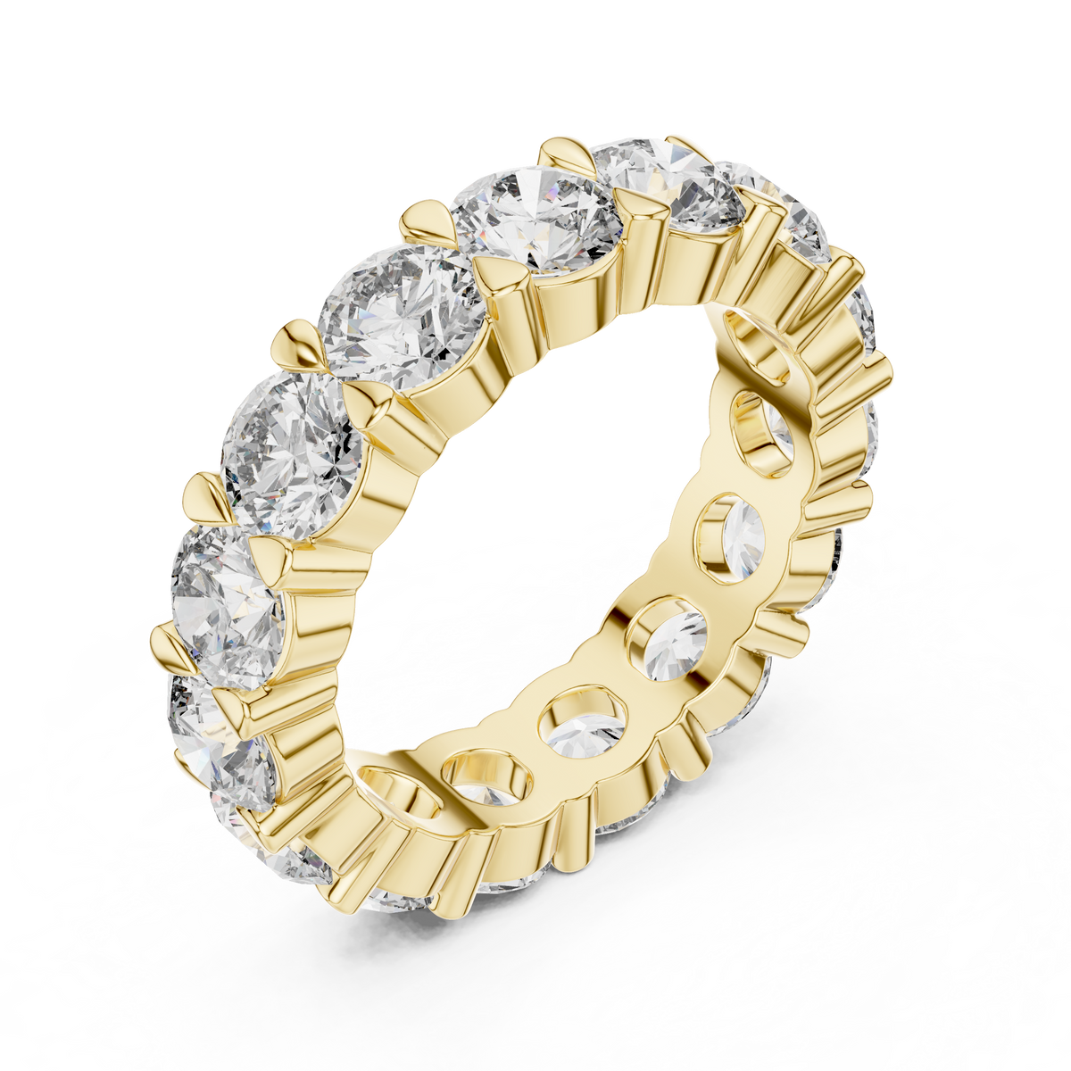 Lab Grown Round Diamond Full Eternity Band in Yellow Gold