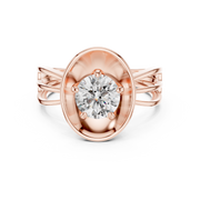 Lab Grown Round Diamond Ring with Bold Gold Disc & Split Shank in Yellow Gold
