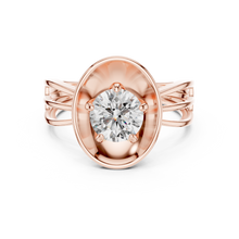 Lab Grown Round Diamond Ring with Bold Gold Disc & Split Shank in Yellow Gold