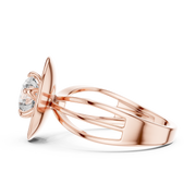 Lab Grown Round Diamond Ring with Bold Gold Disc & Split Shank in Yellow Gold
