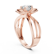 Lab Grown Round Diamond Ring with Bold Gold Disc & Split Shank in Yellow Gold