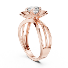 Lab Grown Round Diamond Ring with Bold Gold Disc & Split Shank in Yellow Gold
