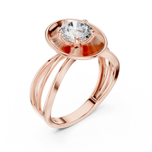 Lab Grown Round Diamond Ring with Bold Gold Disc & Split Shank in Yellow Gold